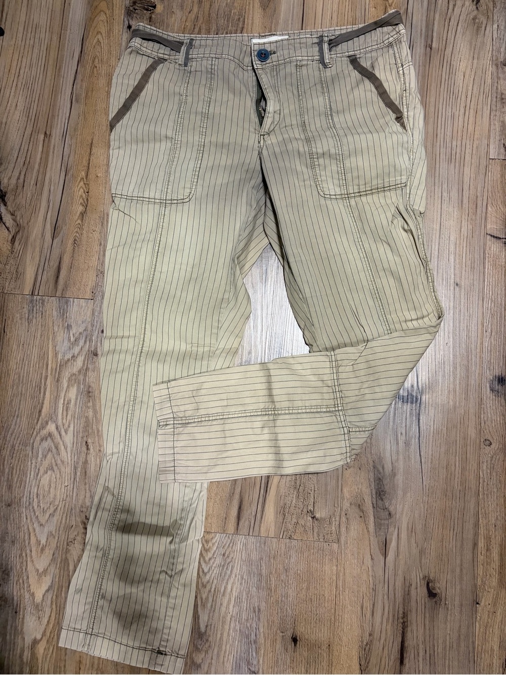 Anthropologie HEI Tan Pinstripe Utility Trousers
